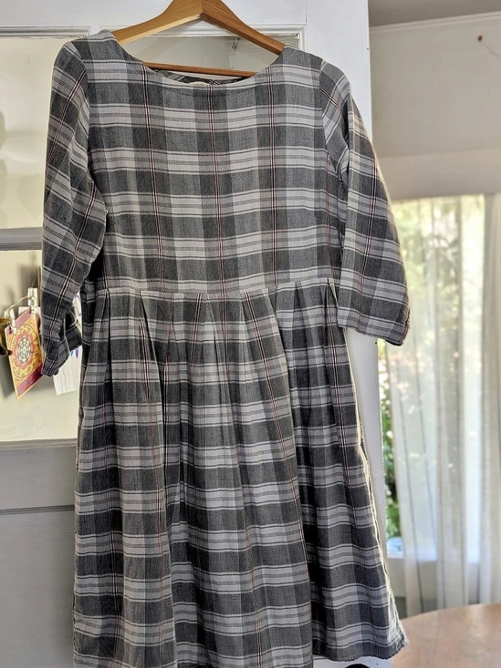 Toast, Plaid Midi Dress Cotton Blend Size 12